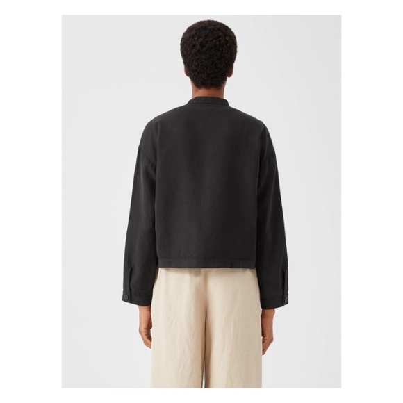 Eileen Fisher Linen Black Jacket Boxy Fit Cropped Length Front Pockets, Size Mp - Picture 3 of 16